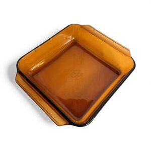 Fire King Anchor Hocking Amber Square Baking Dish 8 Inch